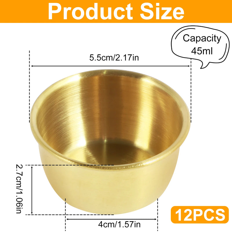 Juego de 12 cuencos para salsa de acero inoxidable 304, tazas para mojar redondas, recipientes para condimentos reutilizables de 45/55 ml