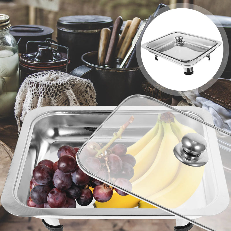 Plat de Service Buffet Inox Rectangulaire avec Couvercle