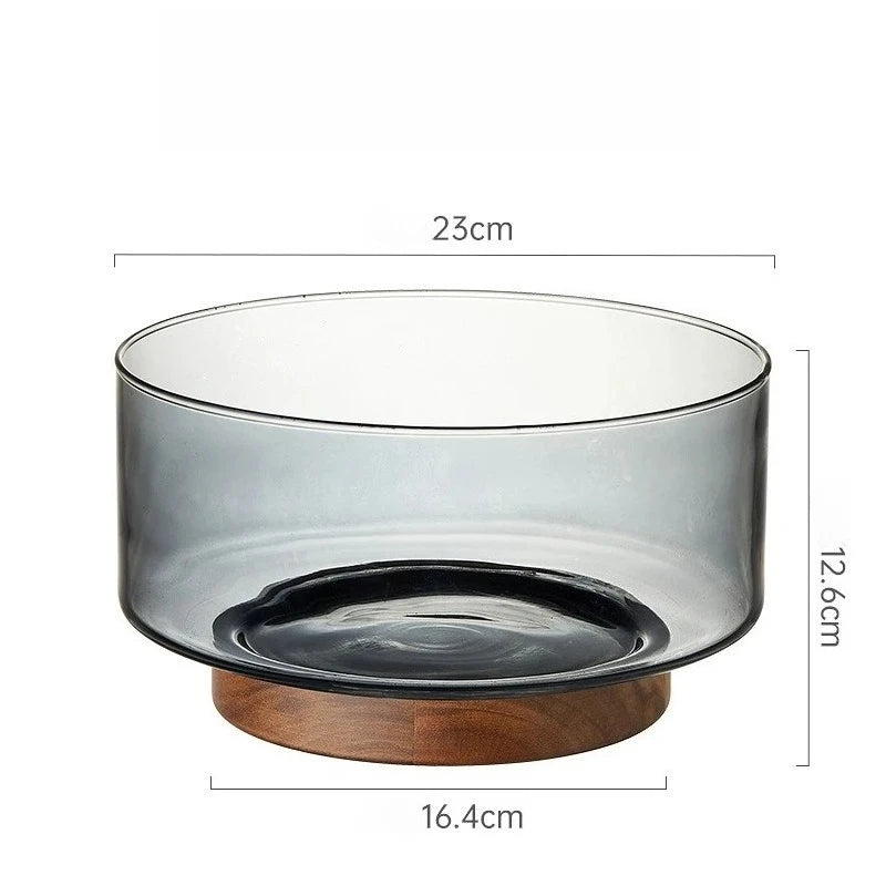 Coupe Fruits Bois Acacia Verre