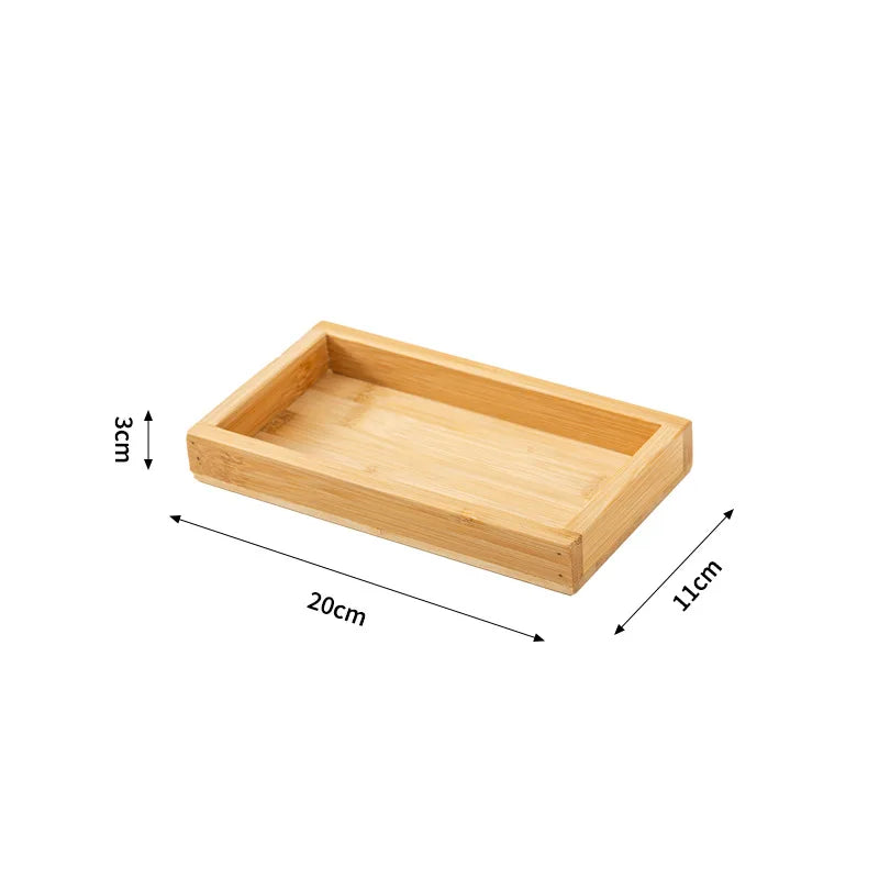 Bandeja de té rectangular de MADERA Bandeja de servicio de madera Plato Fruta Pan Comida Bandeja de almacenamiento Soporte de vajilla Suministros de cocina para el hogar