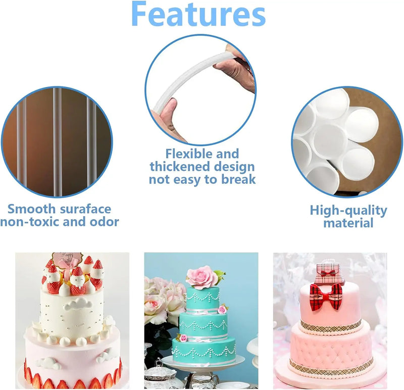 5 piezas de platos separadores de pasteles, bases para pasteles y 15 piezas de varillas de soporte de plástico para pasteles, reutilizables para pasteles de varios niveles para fiestas