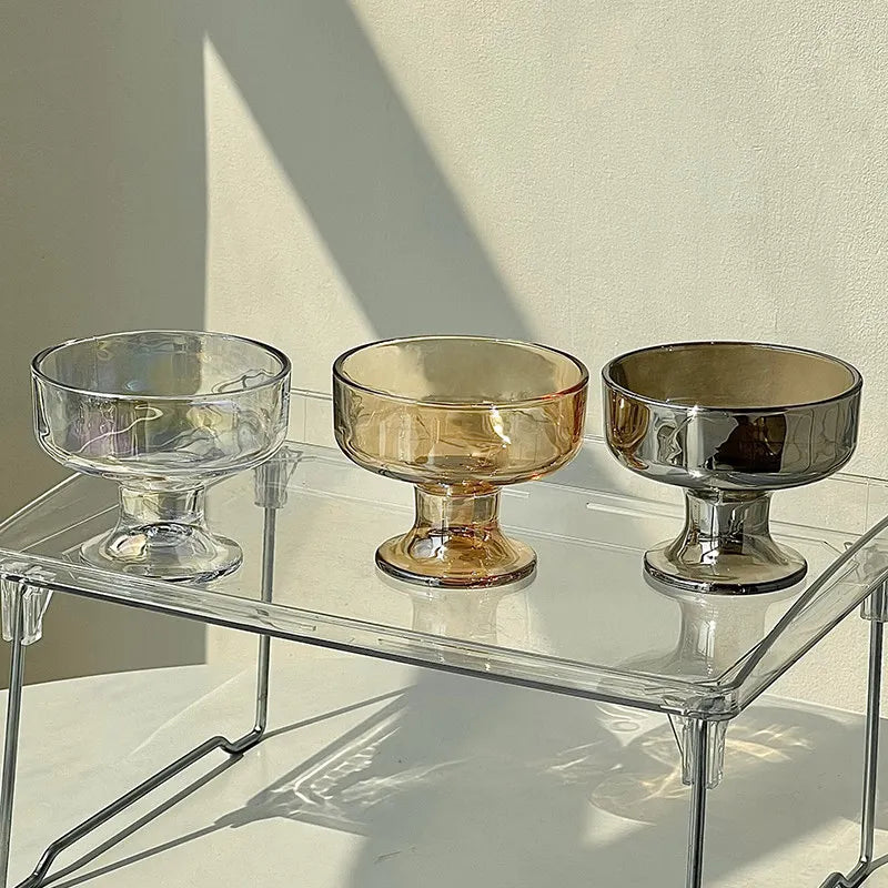 1 unidad Bol de postre estilo Ins, copa de cristal de alta estética con pie alto, cuenco para helado, pudin, fruta o yogur para el hogar