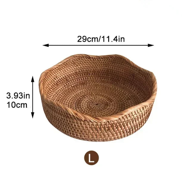 Nueva cesta de almacenamiento tejida a mano, bandeja de almacenamiento de ratán, cesta de mimbre, cesta para pan, frutas, desayuno, té, picnic, cesta de almacenamiento para cocina