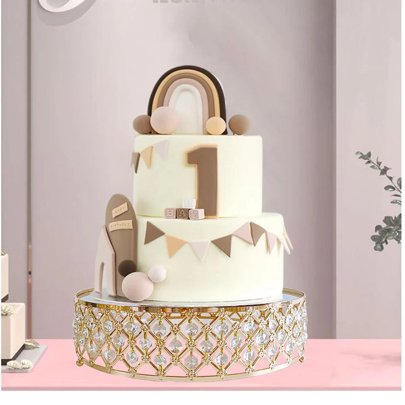Soporte para pastel de metal con espejo dorado, plato expositor redondo para cupcakes, bodas, fiestas de cumpleaños, postres, decoración del hogar