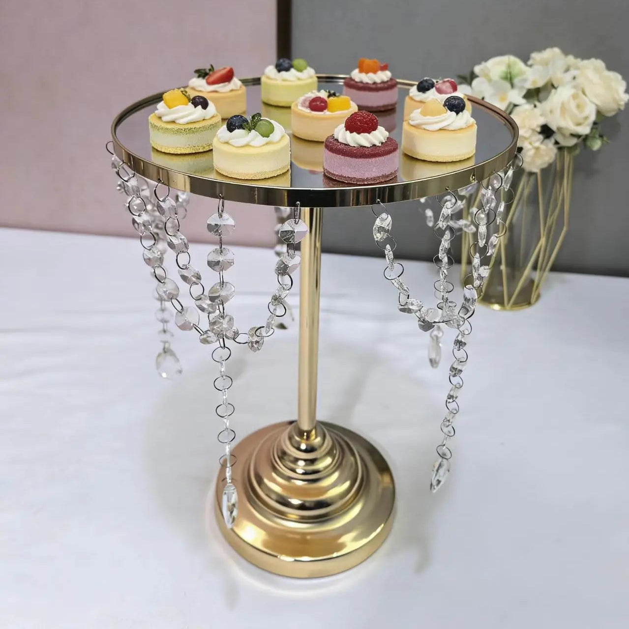 Présentoir Gâteau Cristal Doré