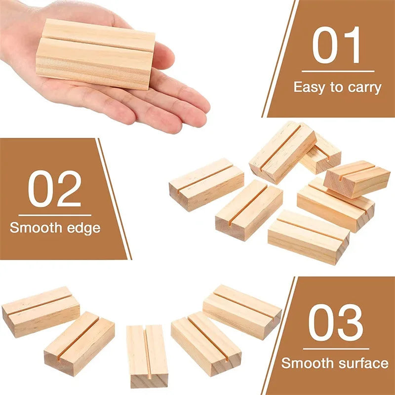 5/10/20 piezas de soportes de madera para tarjetas de lugar, soportes para números de mesa de madera, soportes para letreros de acrílico, soportes para tarjetas de nombre para fiestas