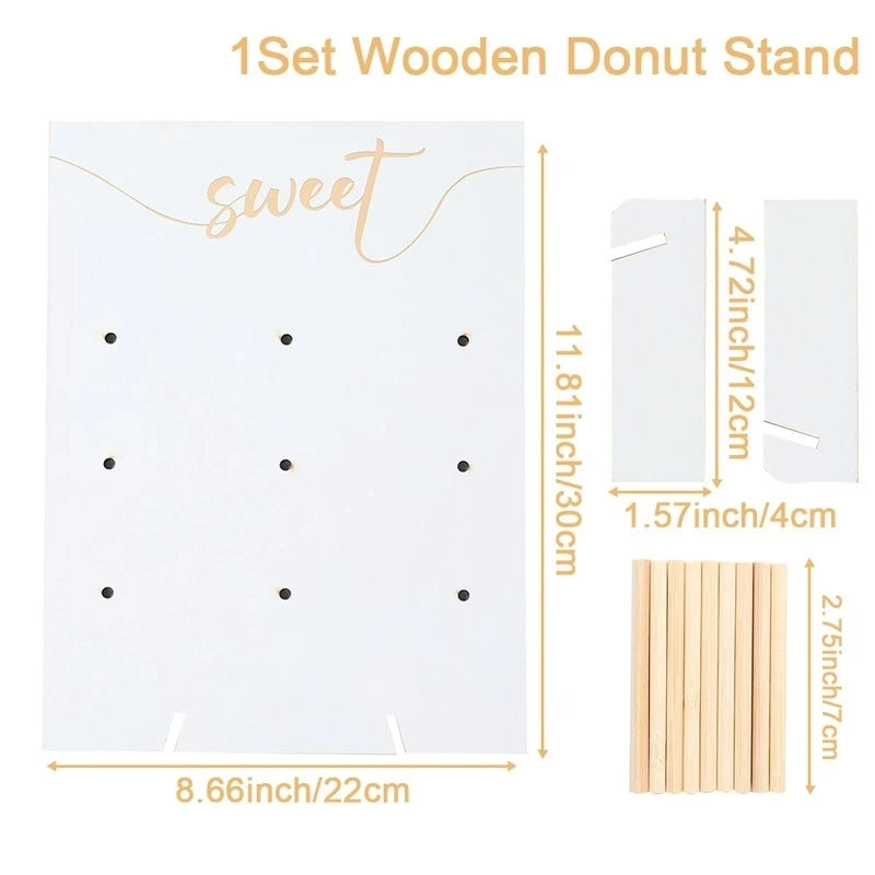 Présentoir Donuts Mural Bois Mariage