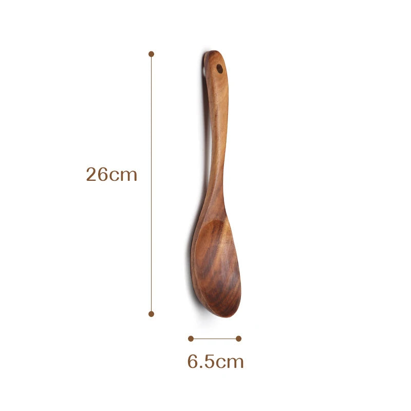 Juego de 2 piezas de cubiertos de madera para ensalada, cuchara y tenedor, kit de cuchara y tenedor para ensalada, utensilios de cocina con mango largo para servir ensalada