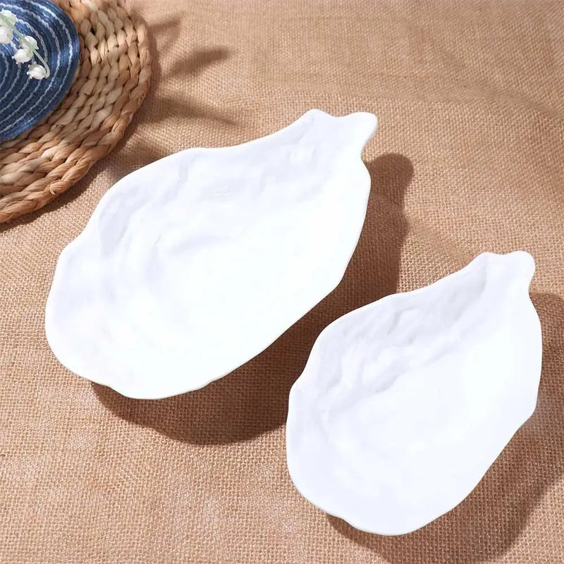 Plato de cerámica para sashimi, vajilla con forma de concha de ostra, plato de almacenamiento creativo, plato de ensalada multifuncional reutilizable para frutas
