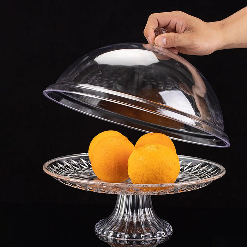 Plato para pasteles con tapa, bandeja duradera para pasteles, bandeja para aperitivos, engrosada, transparente, portátil, a prueba de polvo, soporte para pasteles para festivales y cocinas
