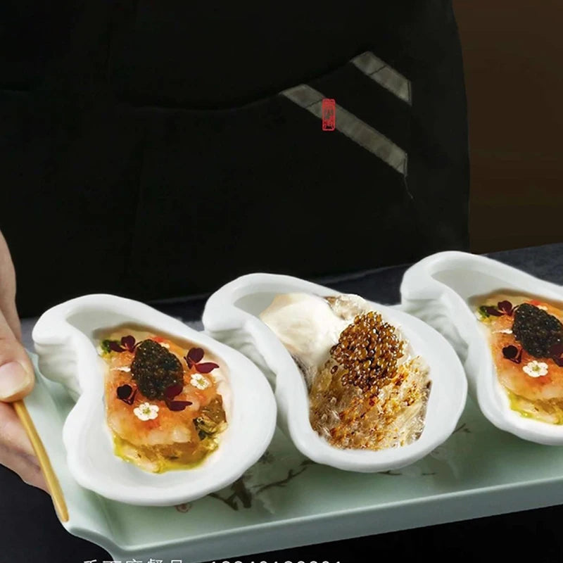 1 Plato de cerámica irregular, platos de postre con forma de ostra, bandeja para frutas y aperitivos, plato de cena, platos decorativos, cuenco para condimentos