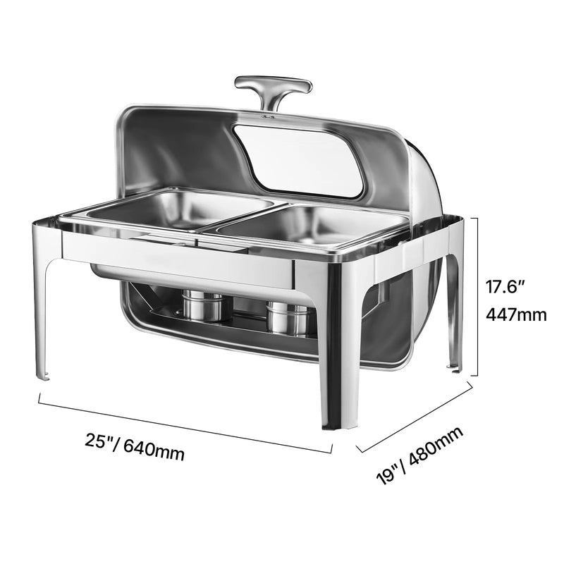Chauffe-Plat Roll Top 9 QT Rectangulaire à Hublot