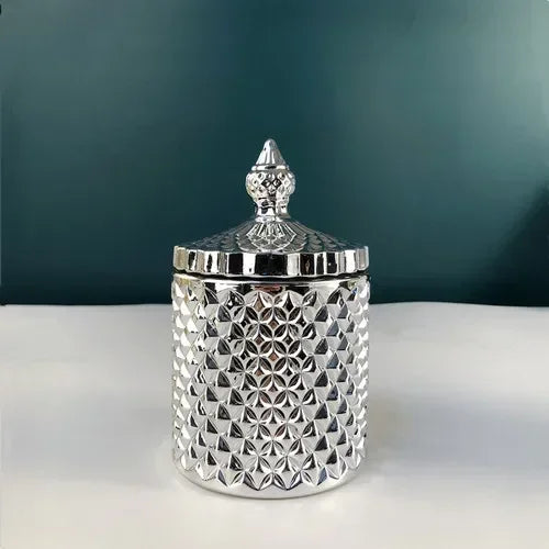 Copa de cristal para dulces, estilo europeo creativo con tapa, tarro para dulces, bandeja, cubo para dulces, tarro de almacenamiento, decoración creativa para sala de estar