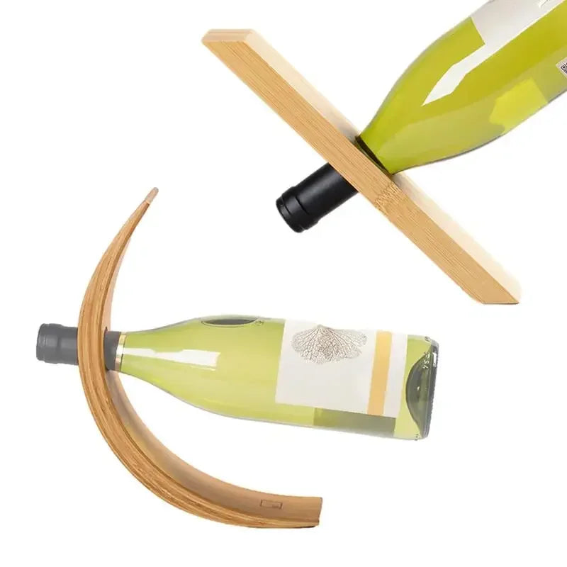 Soporte para vino de bambú, estante para una botella de vino, decoración, soporte creativo para exhibición de botellas de vino.