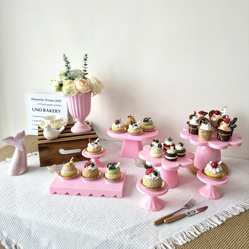 Juego de 2 soportes para cupcakes para decoración de bodas, fiestas de cumpleaños, fiestas, decoración de fiesta rosa, juego de soportes para pasteles para Navidad