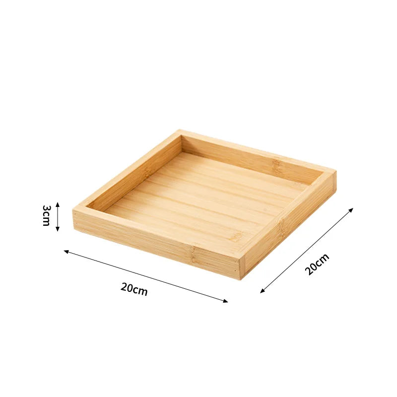 Bandeja de té rectangular de MADERA Bandeja de servicio de madera Plato Fruta Pan Comida Bandeja de almacenamiento Soporte de vajilla Suministros de cocina para el hogar