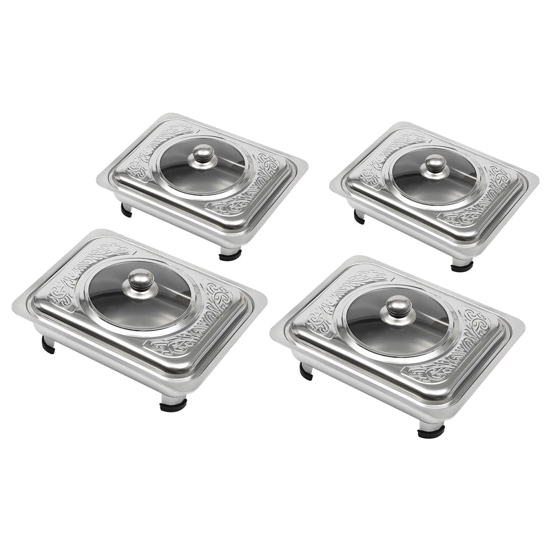Lot de 4 Plats de Service Buffet Inox – présentoir buffet – vue de côté