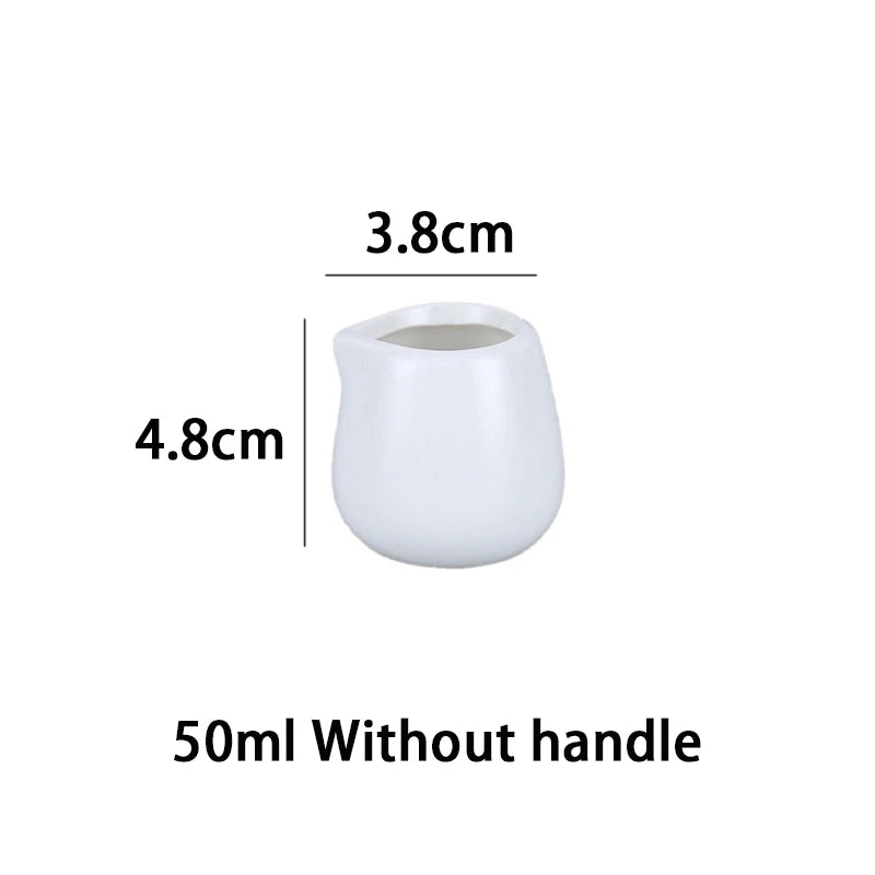 Jarra de leche de cerámica YWDL de 50/100/220 ml para café espresso, crema, cocina, salsa, taza de servicio, jarra resistente al calor, blanca