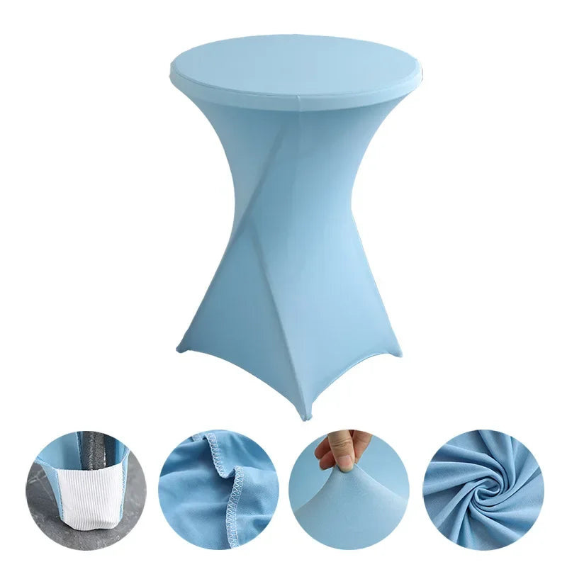 Mantel elástico para decoración de bodas, funda para mesa de cóctel, licra elástica, mesa alta, hotel, fiesta de cumpleaños, varios colores