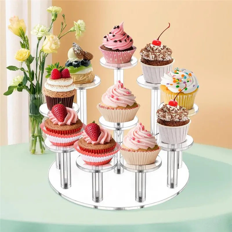 Présentoir Acrylique Rond 10 Étages Cupcake Buffet