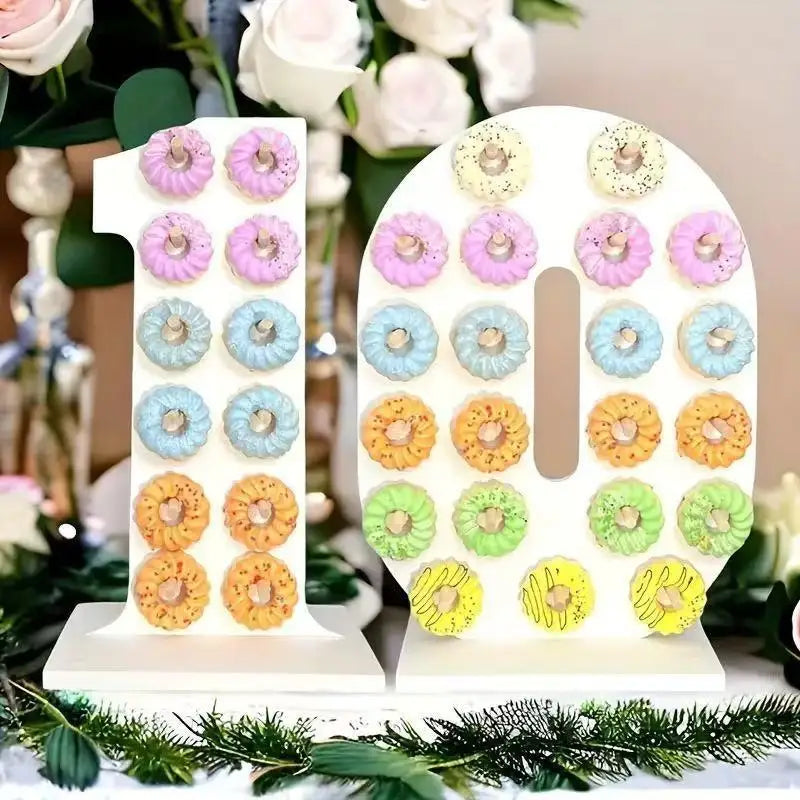 Présentoir Donut en Bois Numéroté