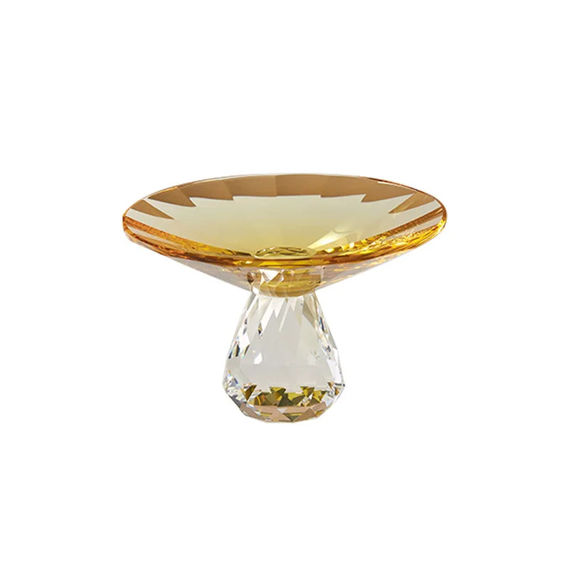 Plato de fruta de cristal transparente, bandeja con pedestal de lujo ligero para aperitivos y postres, bandeja de almacenamiento para entrada, plato decorativo para el hogar