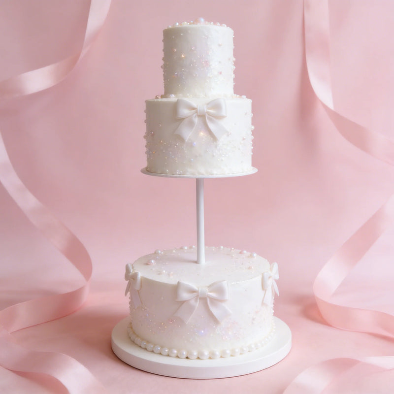 Présentoir Gâteau Métal Blanc Épuré