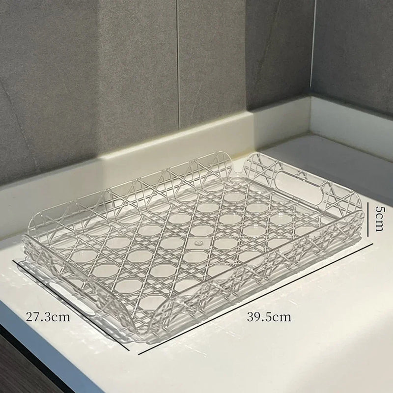 Bandeja de almacenamiento rectangular para el hogar, de lujo ligero, alta gama, estética elevada, para juego de té, tazas, vasos, bandeja de té, decoración del hogar