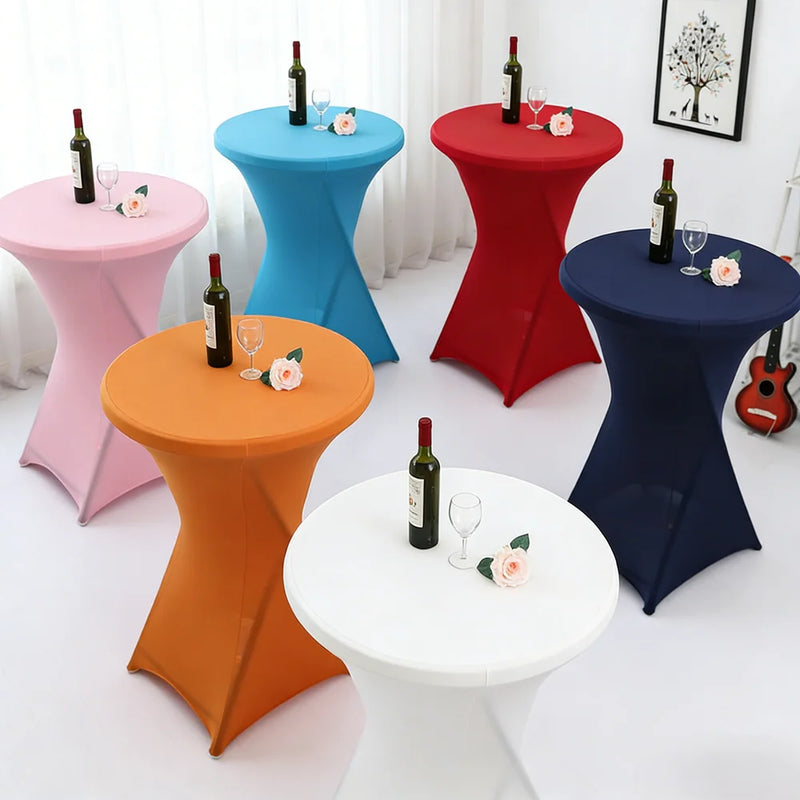 Mantel elástico para decoración de bodas, funda para mesa de cóctel, licra elástica, mesa alta, hotel, fiesta de cumpleaños, varios colores