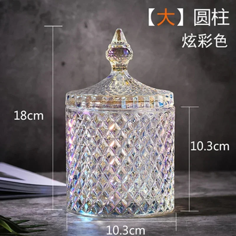 Copa de cristal para dulces, estilo europeo creativo con tapa, tarro para dulces, bandeja, cubo para dulces, tarro de almacenamiento, decoración creativa para sala de estar