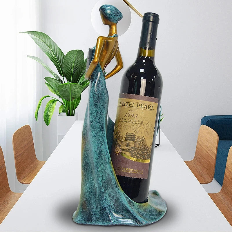 Botellero expositor de vino, estante de vino de belleza, adorno para mueble de vino en salón, estudio o cocina, decoración de resina.