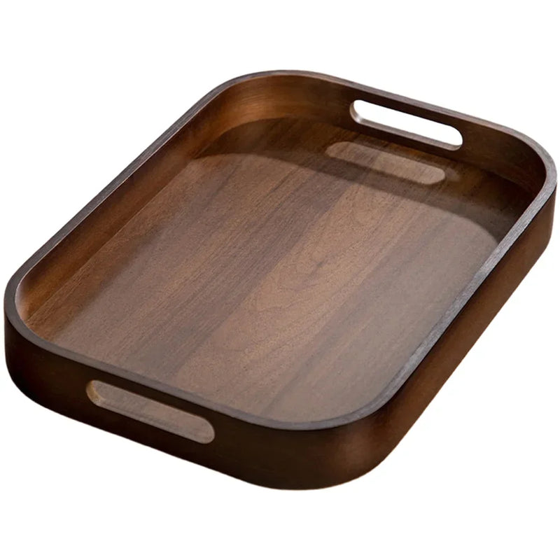 Bandeja de té de madera con asas, plato multiusos para servir aperitivos, frutas, café, bandeja de madera para el desayuno