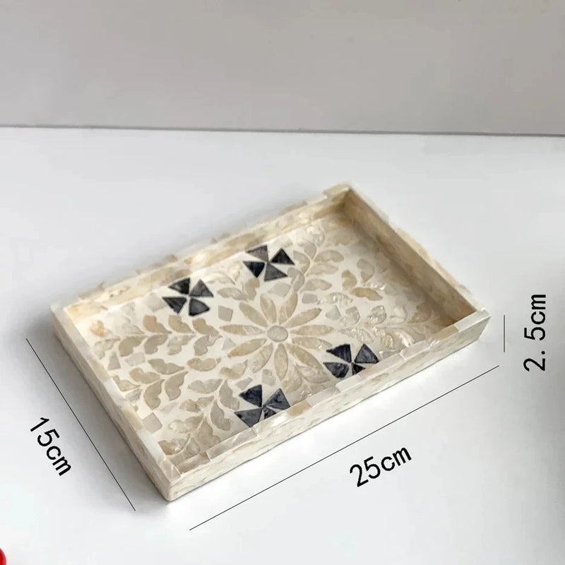 Bandeja rectangular de concha, plato de almacenamiento de concha ovalado de colores, decoraciones de almacenamiento para sala de estar, pastel, cafetería, restaurante, organizador de joyas