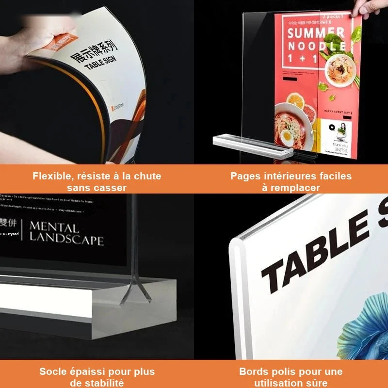 Soporte de acrílico para carteles A4/A5/A6, expositor de sobremesa, soporte para etiquetas de precio, expositor para menús, soporte para restaurantes