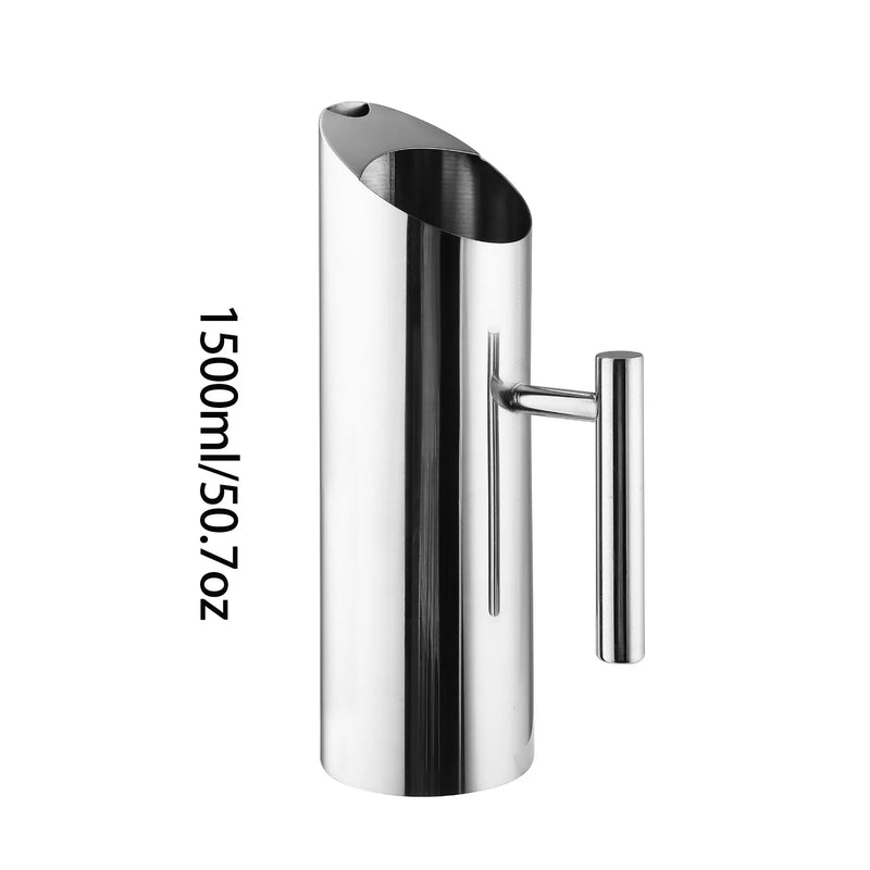 Jarra de agua de acero inoxidable con protector contra salpicaduras, jarra de metal moderna de grado alimenticio para bebidas frías/calientes, mango con aislamiento térmico