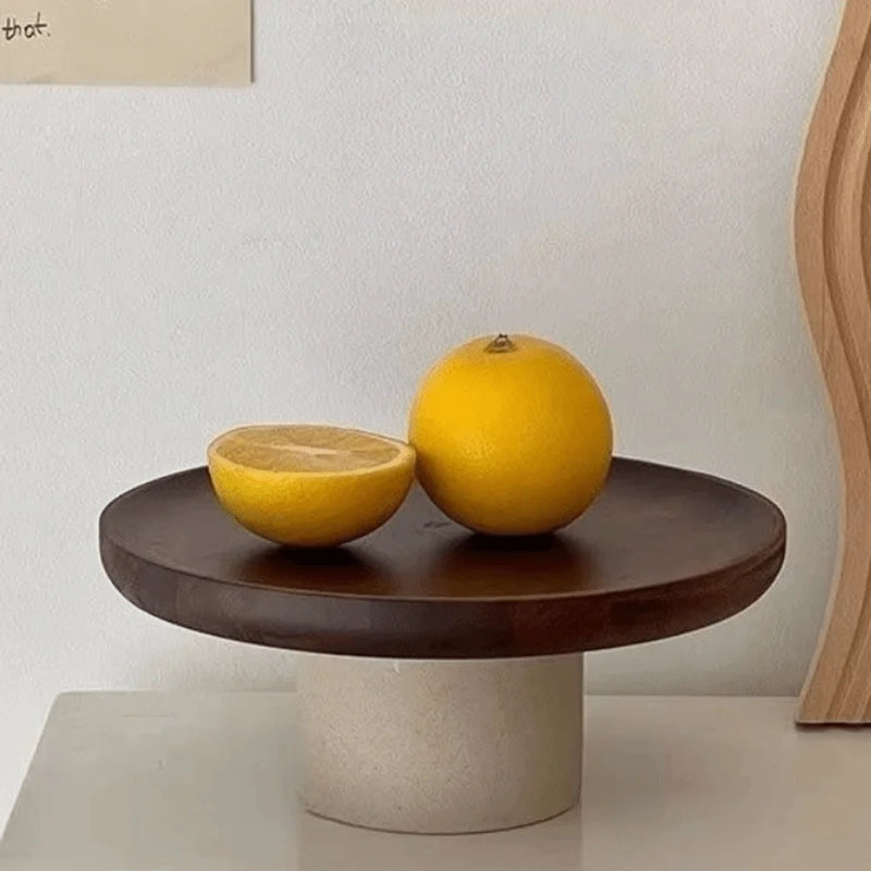 Soporte de exhibición alto vintage con patas, soporte redondo elevado, plato de frutas con patas altas, soporte decorativo de madera para pasteles, exhibición para fiestas