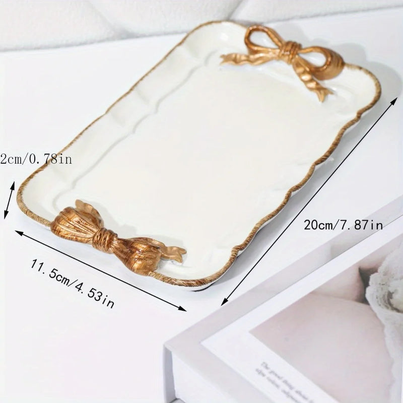 Bandeja de frutas con lazo, bandeja de postres, artesanía de resina, bandeja para pasteles, almacenamiento de joyas, decoración de fiestas, vajilla, bandeja para dulces, herramientas organizadoras
