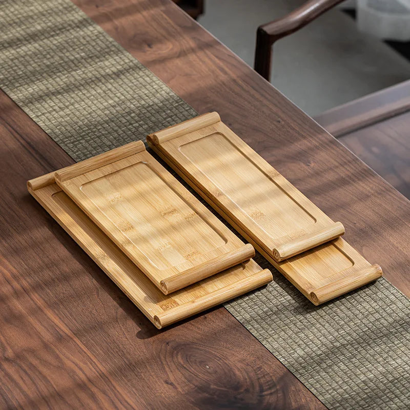 Bandeja rectangular de bambú, bandeja de madera de bambú para té, bandeja de madera para pan, barbacoa, hotel, restaurante, bandeja para aperitivos.