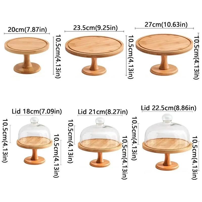 Présentoir Gâteau Bois Cloche Verre