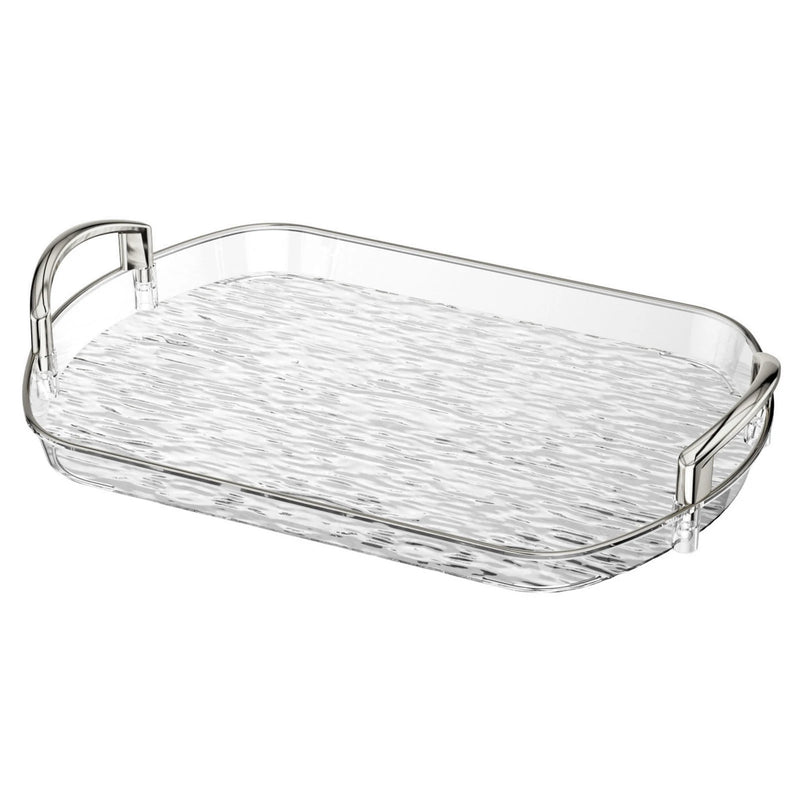 Bandeja de servir de plástico transparente con asas, bandeja versátil para té y comidas, ideal para el hogar, restaurantes y cafeterías.