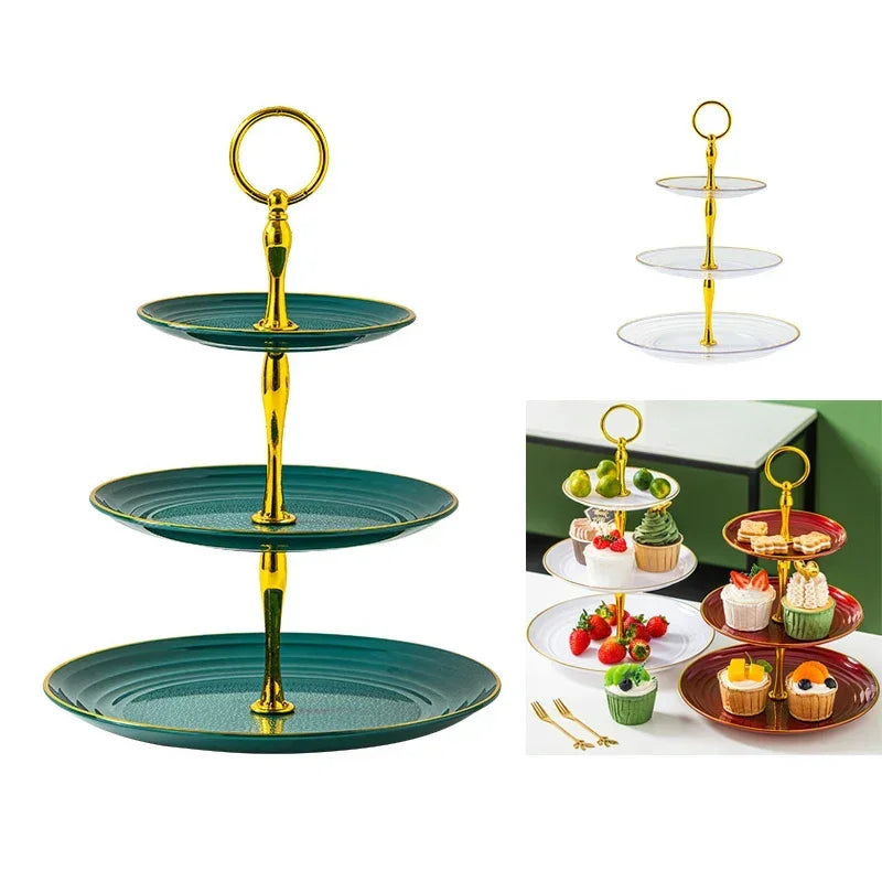 Soporte de estilo europeo para exhibición de pasteles, frutero, bandeja de 3 niveles para cupcakes, decoración para mesa de postres en cumpleaños y bodas
