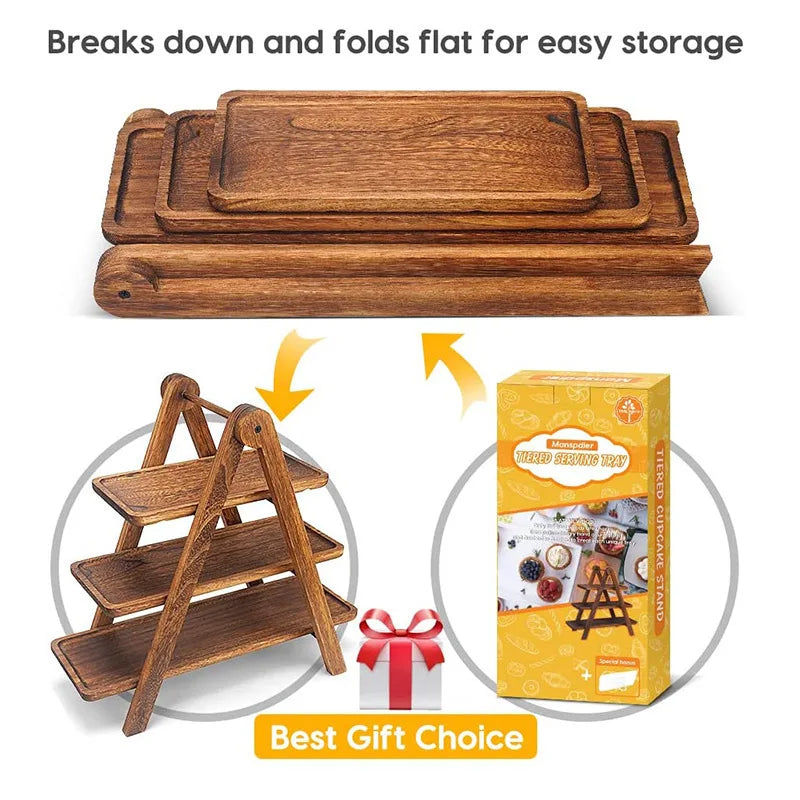 Présentoir Buffet à Étages en Bois