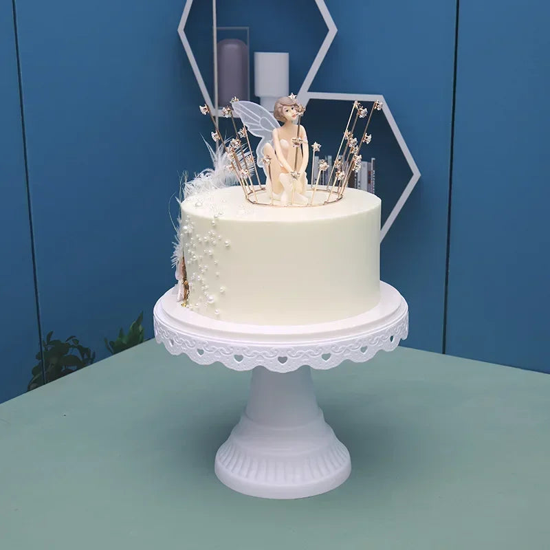 Présentoir Gâteau Plastique Blanc Élégant