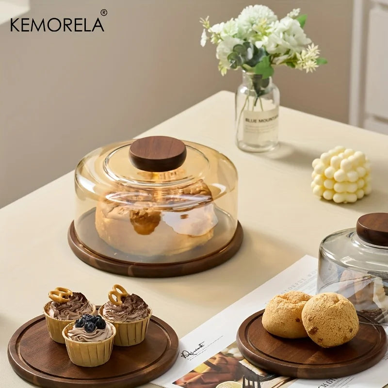 Cloche à Gâteau Bois et Verre