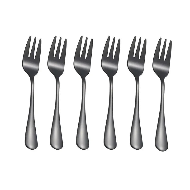 Juego de 6 tenedores para fruta y postre, pequeños y delicados para recibir invitados, set de mini tenedores de acero inoxidable