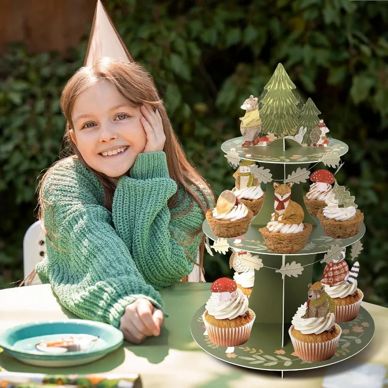 Présentoir Cupcakes Animaux Forêt Fête