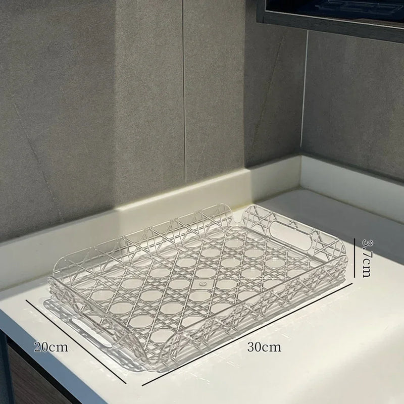 Bandeja de almacenamiento rectangular para el hogar, de lujo ligero, alta gama, estética elevada, para juego de té, tazas, vasos, bandeja de té, decoración del hogar