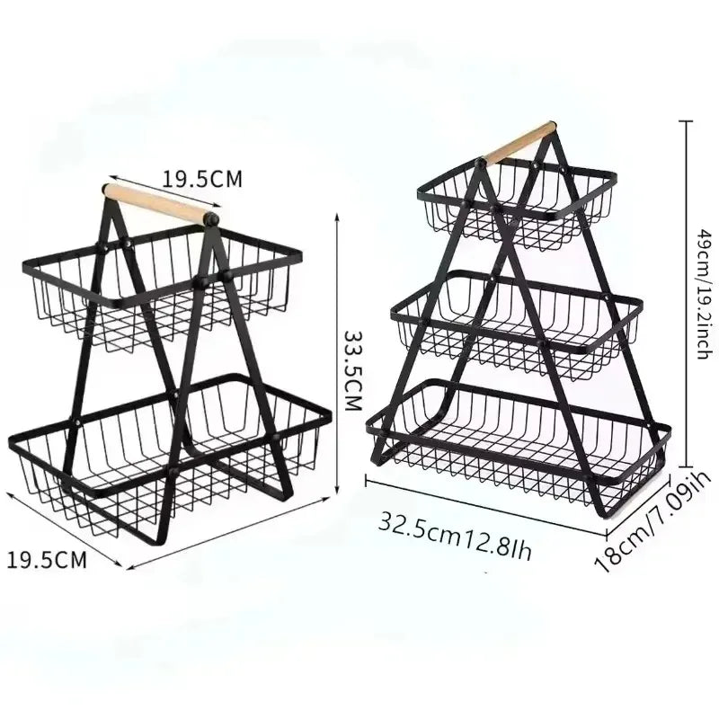 Estante creativo retro para cesta de frutas, organizador multicapa para almacenamiento de snacks y frutos secos en el hogar y la sala de estar