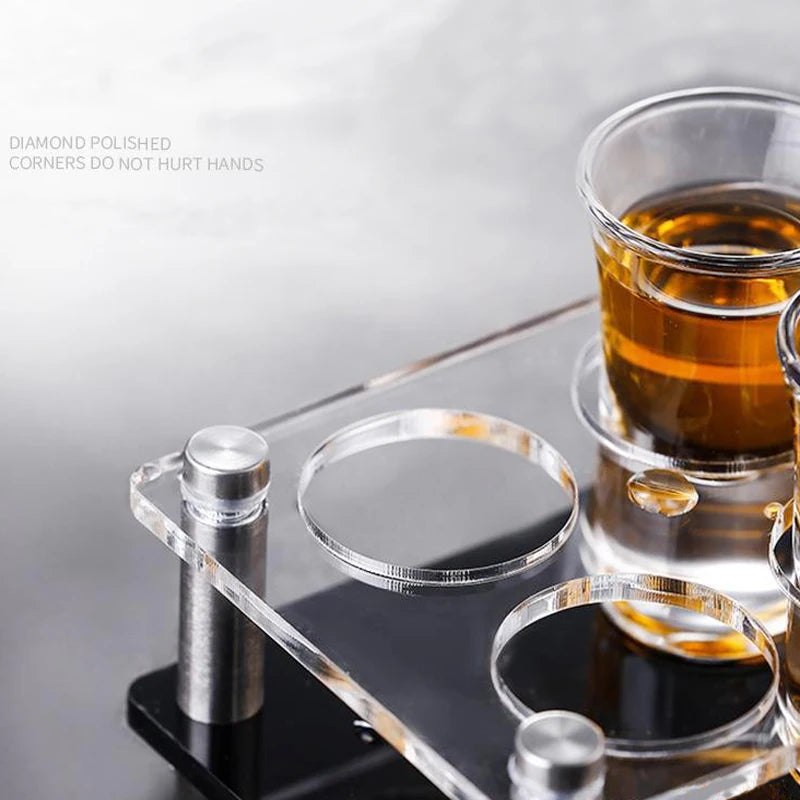 Estante para vinos con 6/12/24 orificios, soporte redondo transparente para vasos de chupito, bandeja acrílica, expositor para tequila, licores y whisky, suministros de bar