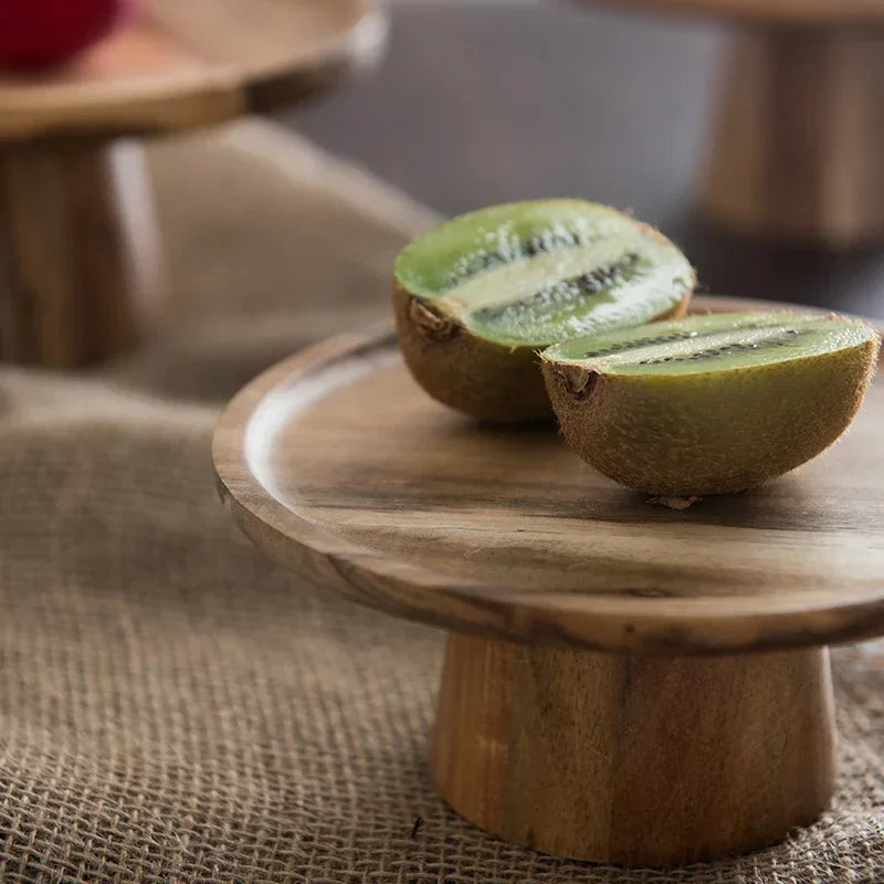 Bandeja de madera para pasteles en forma de seta, bandeja alta, bandejas para servir comida, estilo japonés, bandeja para postres y frutas, decoración del hogar, accesorios de fotografía